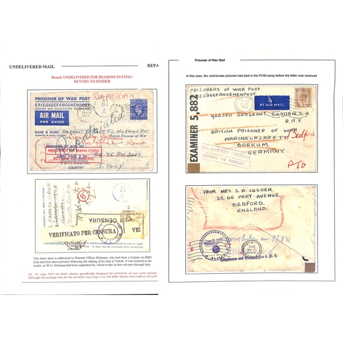 653 - P.O.W/Internee Mail. 1939-46 Covers and cards, most from or to British P.O.Ws in Germany or Italy in... 