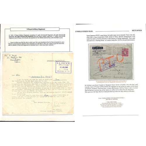 656 - P.O.W Mail - Far East. 1942-45 Covers, cards and ephemera including stampless covers from G.B to Tha... 