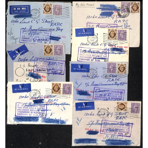 657 - 1942-45 Letters from G.B to Lt. C.G Sturt in Cairo all returned with 