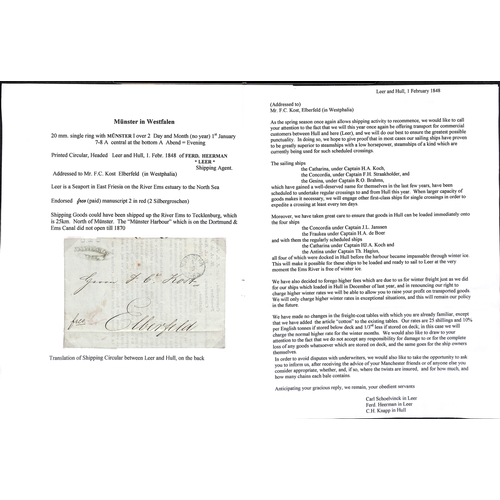 881 - Munster (Westphalia). 1638-1867 Prestamp and stampless entire letters including 1638 entire letter t... 