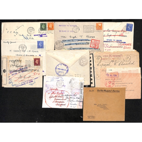 633 - Undelivered/Returned. 1939-45 Covers including mail to troops but undelivered and returned with vari... 