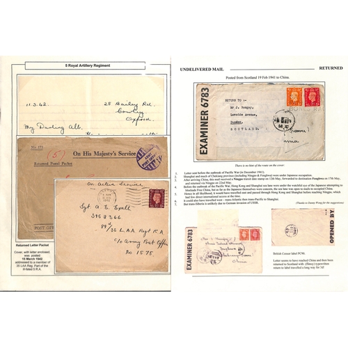 634 - Undelivered/Returned/Redirected. 1940-45 Covers and cards to British forces, most undelivered and re... 