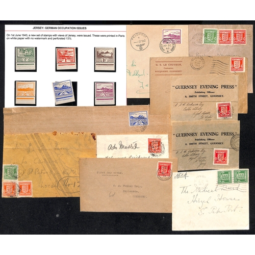 644 - Channel Islands. WW2 Red Cross message forms (9), occupation issue covers (43), ephemera, stamps, a ... 