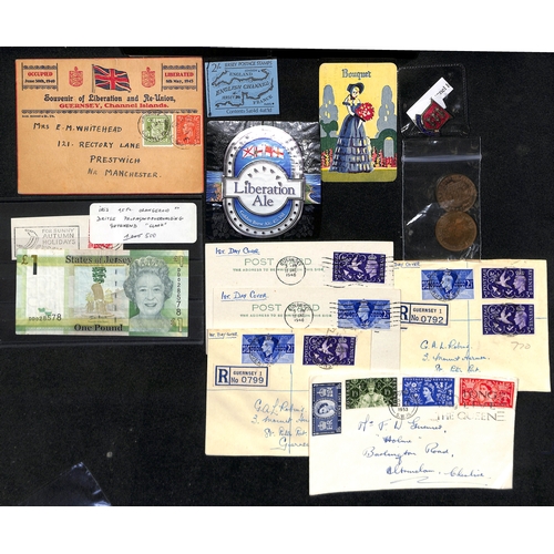 644 - Channel Islands. WW2 Red Cross message forms (9), occupation issue covers (43), ephemera, stamps, a ... 