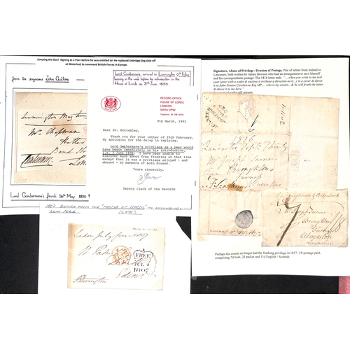 270 - 1793-1825 Entire letters, entires and letters (14) and fronts (2), various franking abuses including... 