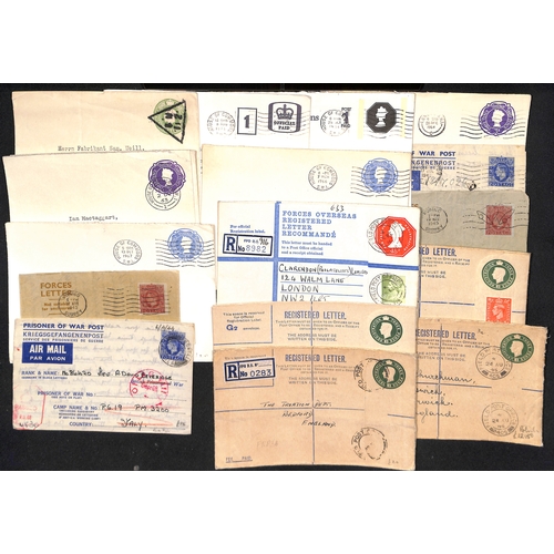 295 - QV-QEII Covers and cards including KGVI 3d and 4d Forces registration envelopes (8), unused QV ½... 