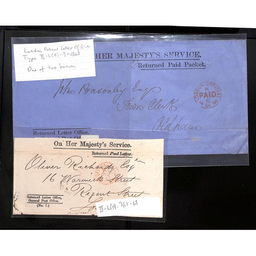 299 - 1821-1901 Returned Letter Office envelopes and lettersheets, all identified by type from the Snelson... 