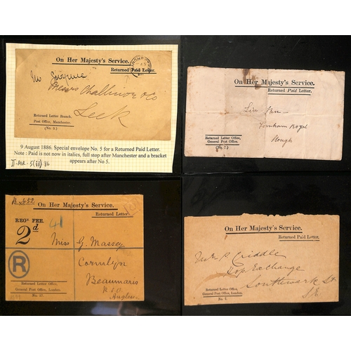 299 - 1821-1901 Returned Letter Office envelopes and lettersheets, all identified by type from the Snelson... 