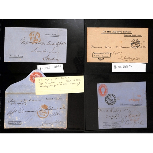 299 - 1821-1901 Returned Letter Office envelopes and lettersheets, all identified by type from the Snelson... 