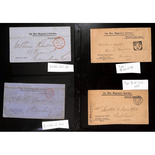 299 - 1821-1901 Returned Letter Office envelopes and lettersheets, all identified by type from the Snelson... 