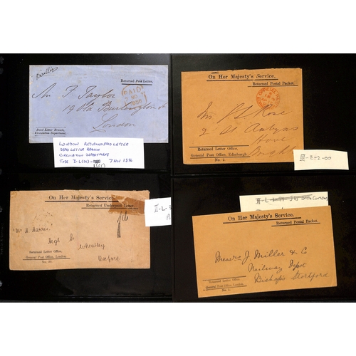 299 - 1821-1901 Returned Letter Office envelopes and lettersheets, all identified by type from the Snelson... 