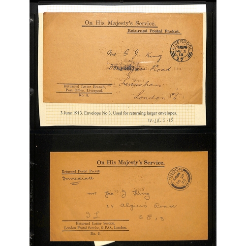 300 - 1901-76 Returned Letter Office envelopes (24) and a front including 1901 large blue Registered envel... 