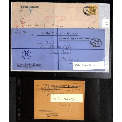 300 - 1901-76 Returned Letter Office envelopes (24) and a front including 1901 large blue Registered envel... 