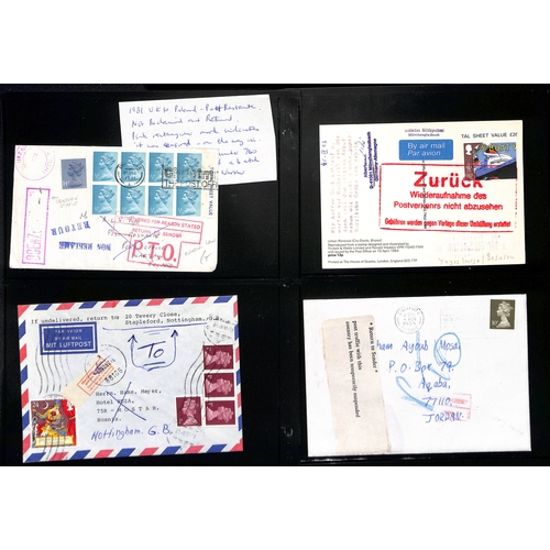 662 - 1956-2001 Covers and cards from G.B, all returned with various Service Suspended cachets or labels, ... 