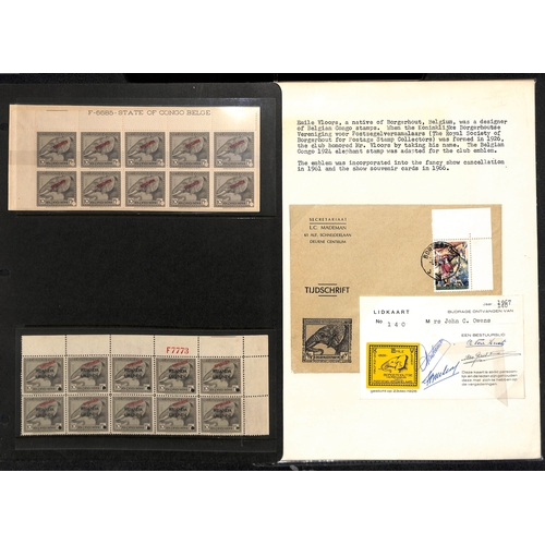 728 - 1924 10f Grey-black African Elephant stamp, Belgian Congo blocks of six, ten (3 blocks) or twelve (2... 