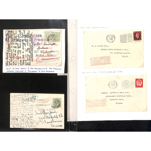 121 - 1819-1968 Covers and cards with various explanatory handstamps including scarce unframed 