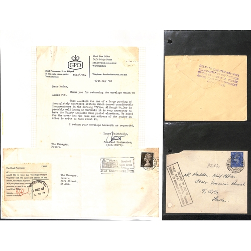 121 - 1819-1968 Covers and cards with various explanatory handstamps including scarce unframed 