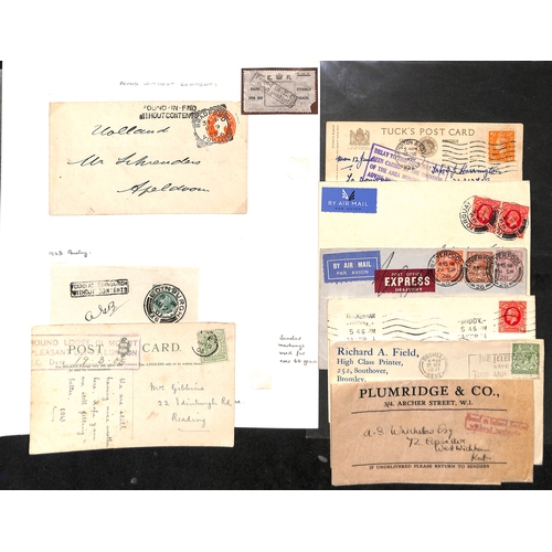 121 - 1819-1968 Covers and cards with various explanatory handstamps including scarce unframed 