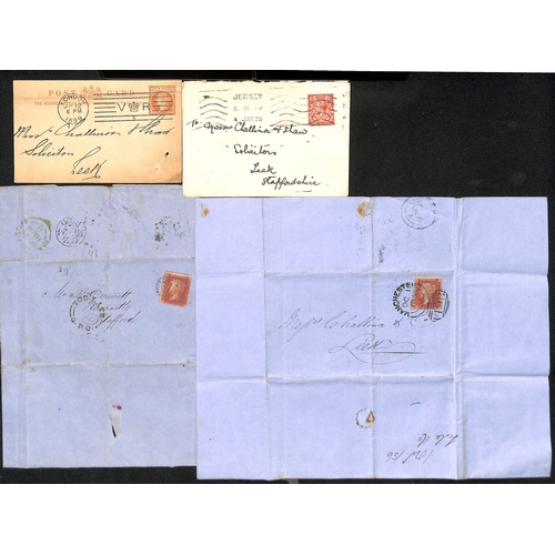 122 - 1824-1916 Entire letters, covers and cards all to Leek including 1886 Notice of Objection franked 3d... 