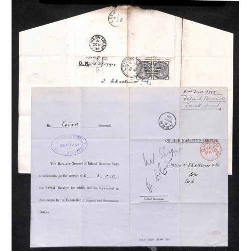 122 - 1824-1916 Entire letters, covers and cards all to Leek including 1886 Notice of Objection franked 3d... 