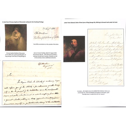 165 - 1815-38 Letters concerning franking by or to women including 1818 letter from Princess Sophia Matild... 