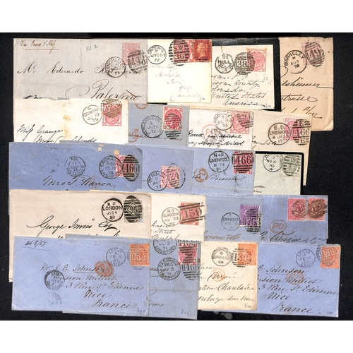 125 - 1856-1901 Covers, mainly bearing 1855-83 Surface Printed issues (46) including 1883 5d green on cove... 