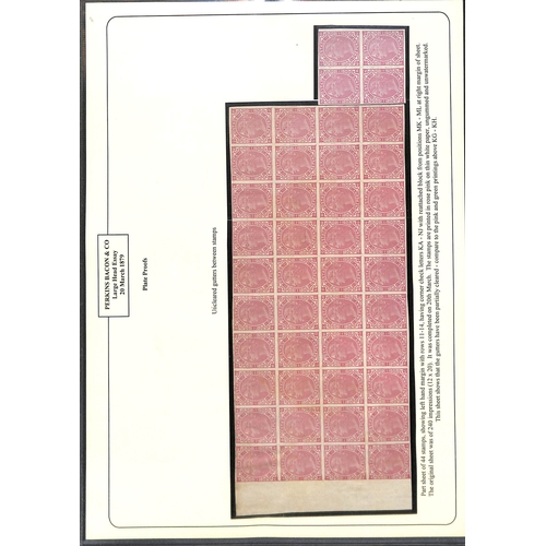 52 - Perkins Bacon & Co. 1d Rose Large Head Essay, KA-NJ imperforate block of forty with reattached MK-NL... 