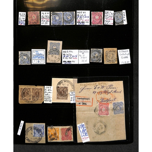 884 - Germany Used in Constantinople. 1871-97 Pieces (28, bearing 39 stamps) and single stamps (31) all wi... 