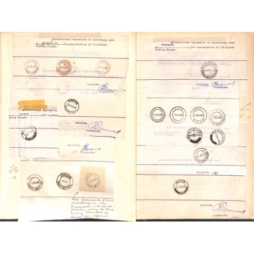 723 - 1948-49 Proof impressions of forty differing handstamps from 35 different Post Offices, the handstam... 