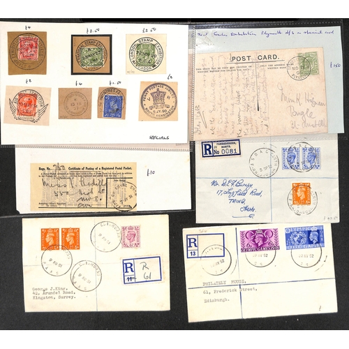 135 - 1905-52 Covers, cards and a few C.O.Ps including 1905 Trades Exhibition Plymouth c.d.s, skeleton dat... 