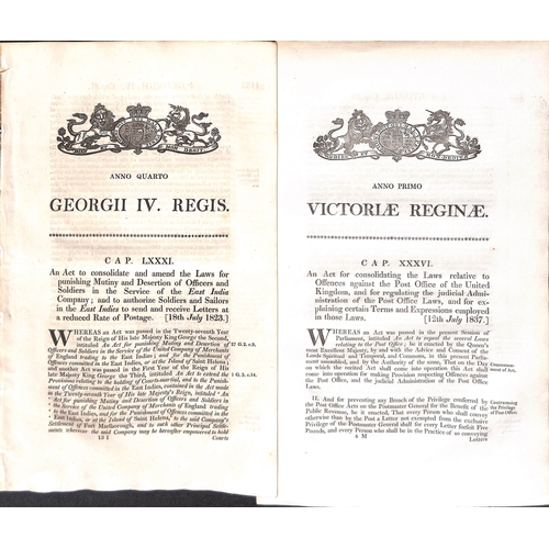 158 - 1764-1837 Acts relating to posts and the franking privilege including 1764 and 1796 notices within n... 