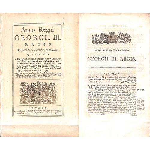 158 - 1764-1837 Acts relating to posts and the franking privilege including 1764 and 1796 notices within n... 