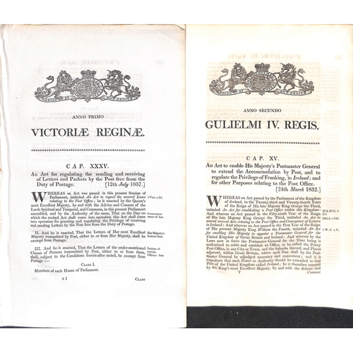 158 - 1764-1837 Acts relating to posts and the franking privilege including 1764 and 1796 notices within n... 