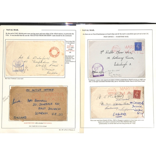 628 - Royal Navy. 1939-45 Covers with various naval postmarks and censor cachets, including stampless cove... 