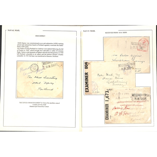 628 - Royal Navy. 1939-45 Covers with various naval postmarks and censor cachets, including stampless cove... 