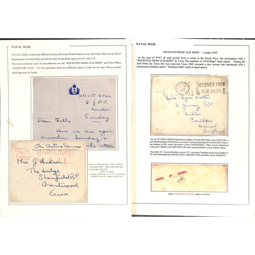 628 - Royal Navy. 1939-45 Covers with various naval postmarks and censor cachets, including stampless cove... 