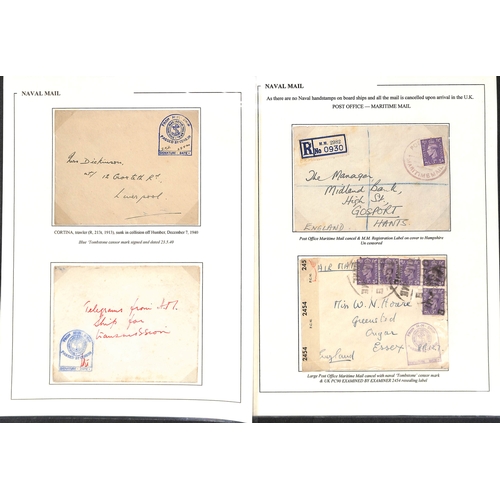 628 - Royal Navy. 1939-45 Covers with various naval postmarks and censor cachets, including stampless cove... 