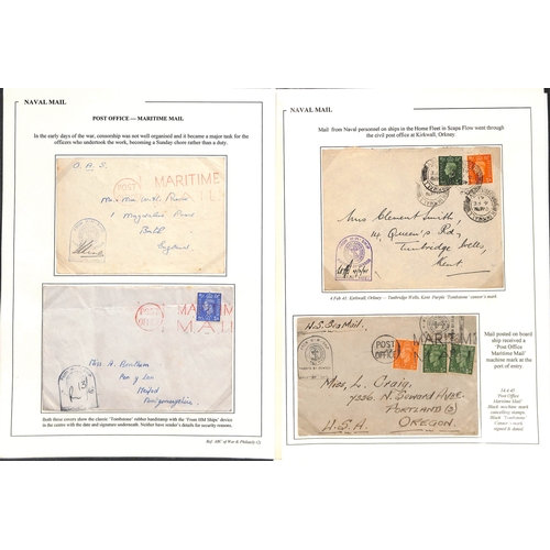 628 - Royal Navy. 1939-45 Covers with various naval postmarks and censor cachets, including stampless cove... 