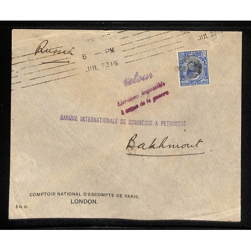 622 - 1914-19 Covers with various cachets, most returned to the sender, including covers to Russia with 