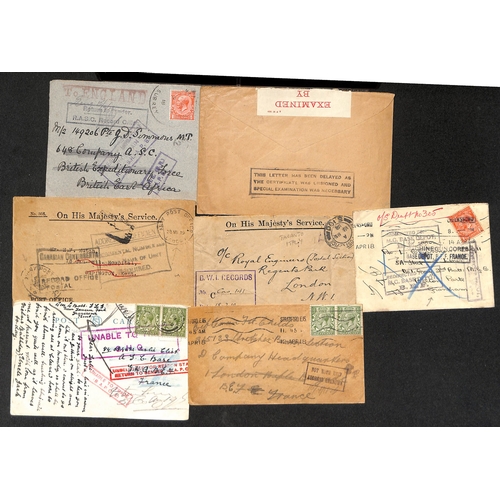 623 - 1914-19 Covers and cards to British forces but undelivered and returned with various cachets, includ... 