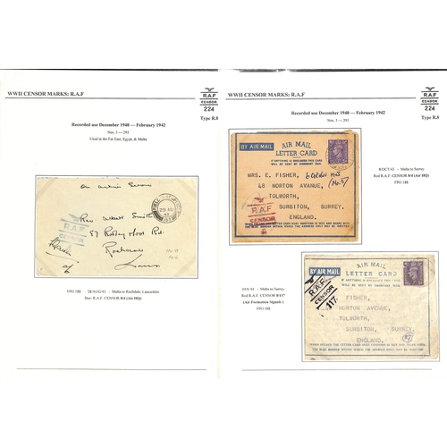 630 - R.A.F. 1939-45 Covers and cards, most written up on pages showing the various censor types (using th... 