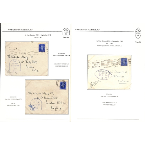 630 - R.A.F. 1939-45 Covers and cards, most written up on pages showing the various censor types (using th... 