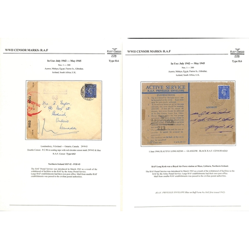 630 - R.A.F. 1939-45 Covers and cards, most written up on pages showing the various censor types (using th... 