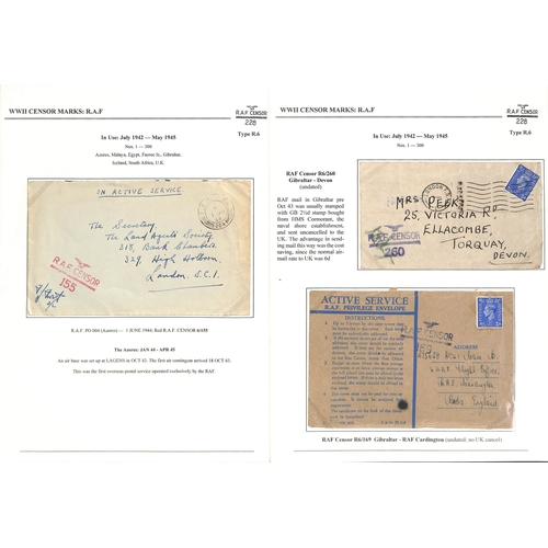 630 - R.A.F. 1939-45 Covers and cards, most written up on pages showing the various censor types (using th... 