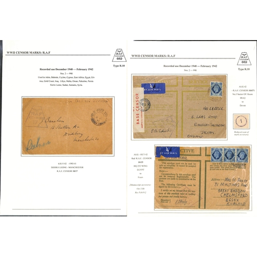 630 - R.A.F. 1939-45 Covers and cards, most written up on pages showing the various censor types (using th... 