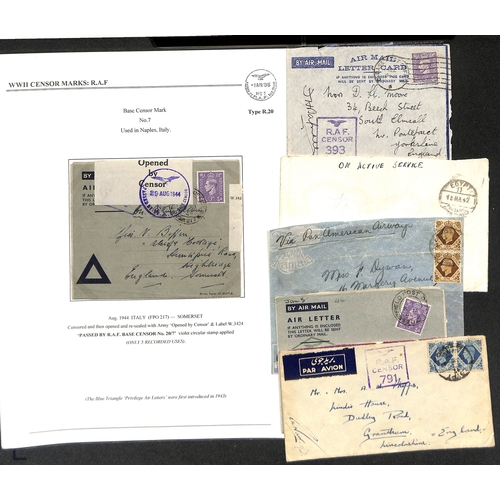 630 - R.A.F. 1939-45 Covers and cards, most written up on pages showing the various censor types (using th... 