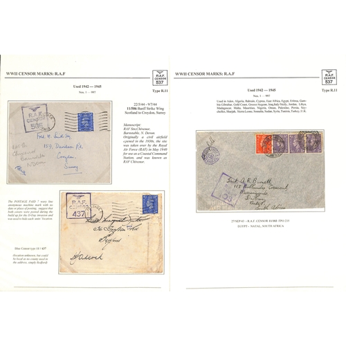 630 - R.A.F. 1939-45 Covers and cards, most written up on pages showing the various censor types (using th... 