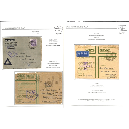 630 - R.A.F. 1939-45 Covers and cards, most written up on pages showing the various censor types (using th... 