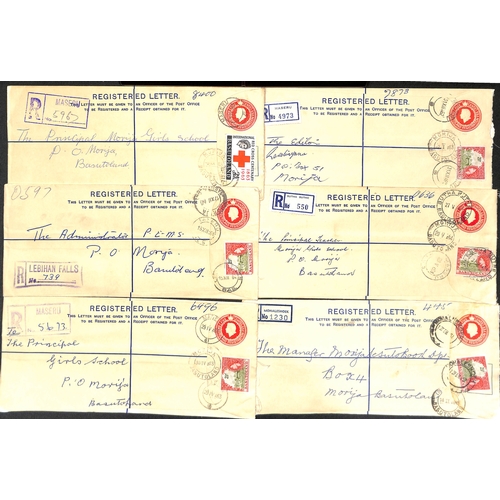 710 - Postal Stationery. 1960-63 QEII Registration envelopes comprising size G 6d, 5c on 6d (2), 5c (3, al... 