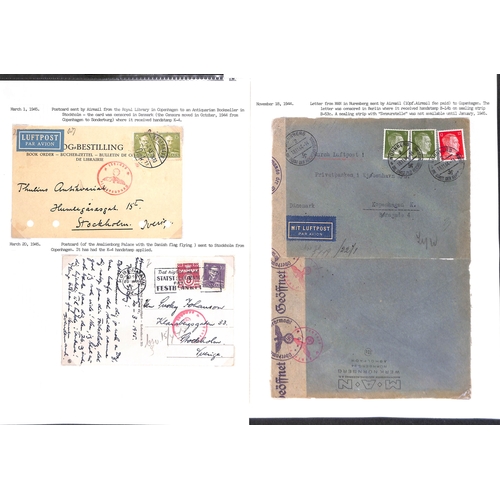 854 - World War Two. 1940-47 Covers including mail from or to Danish workers in Germany (14), from Danes i... 